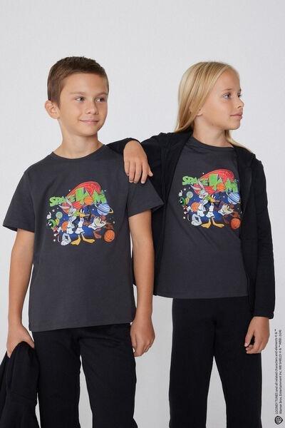 Black Printed T-Shirt Casual, Kids Unisex, , large image number 1