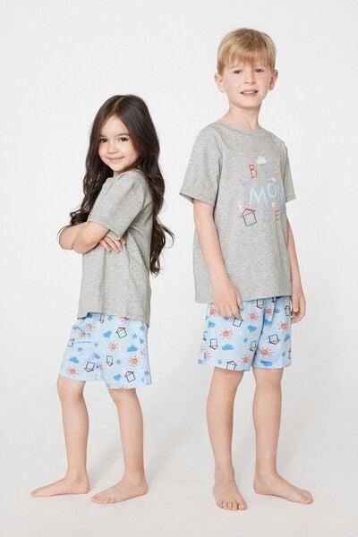 Grey Best Mom Print Cotton Pyjama Set, Kids Unisex, 5701_331Z, large image number 1