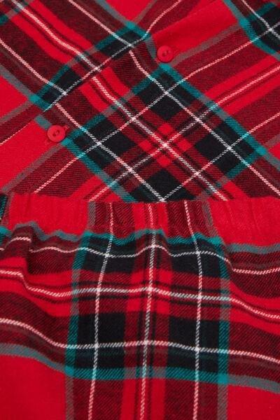 Red Button-Down Tartan Flannel Pyjama Set, Kids Unisex, 5701_917Y, large image number 2