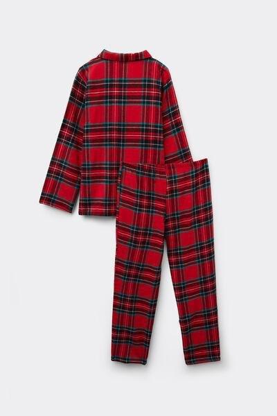 Red Button-Down Tartan Flannel Pyjama Set, Kids Unisex, 5701_917Y, large image number 3