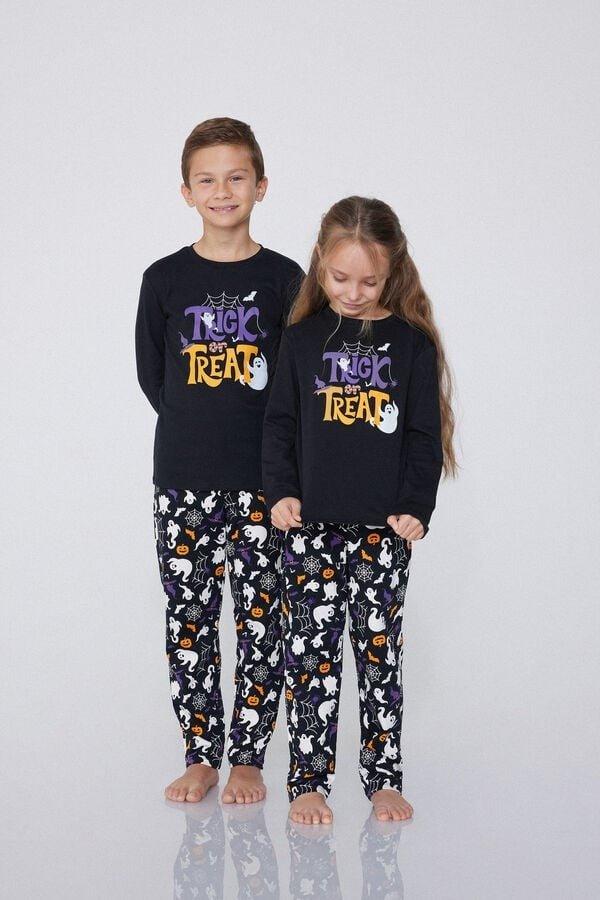 Black Halloween Heavy Cotton Pyjamas, Kids Unisex, 5701_267Y, large image number 0