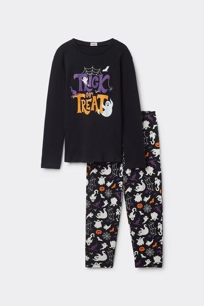 Black Halloween Heavy Cotton Pyjamas, Kids Unisex, 5701_267Y, large image number 2
