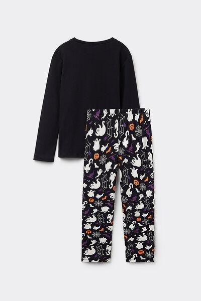 Black Halloween Heavy Cotton Pyjamas, Kids Unisex, 5701_267Y, large image number 4