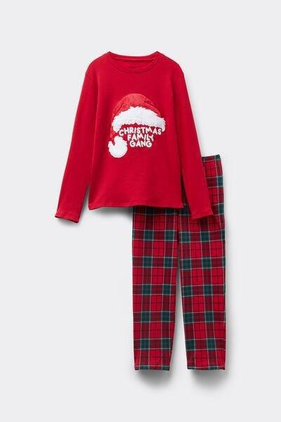 Red Family Gang Patch Long Heavy Cotton Pyjama Set, Unisex Kids, 5701_971Y, large image number 3