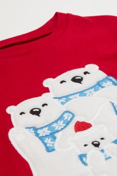 Red North Pole Patch Long Heavy Cotton Pyjama Set, Unisex Kids, 5701_975Y, large image number 4