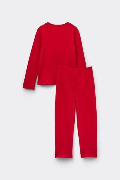 Red North Pole Patch Long Heavy Cotton Pyjama Set, Unisex Kids, 5701_975Y, large image number 5