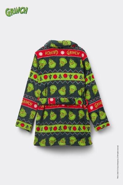 Black Christmas Grinch Light Fleece Dressing Gown, Kids Unisex, 5701_958Y, large image number 2
