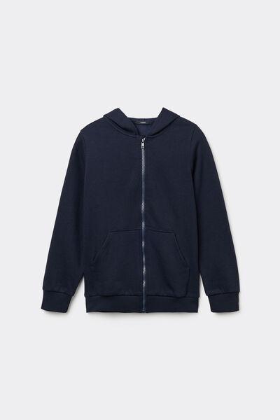 Blue Zip-Up Hoodie, Kids Unisex, , large image number 1
