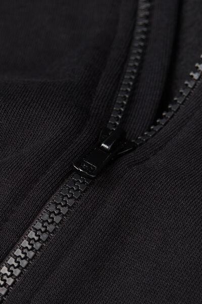 Navy Zip-Up Hoodie, Kids Unisex, Black, large image number 4