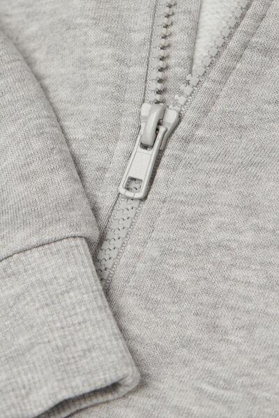 Grey Zip-Up Hoodie, Kids Unisex, Light Grey Blend, medium