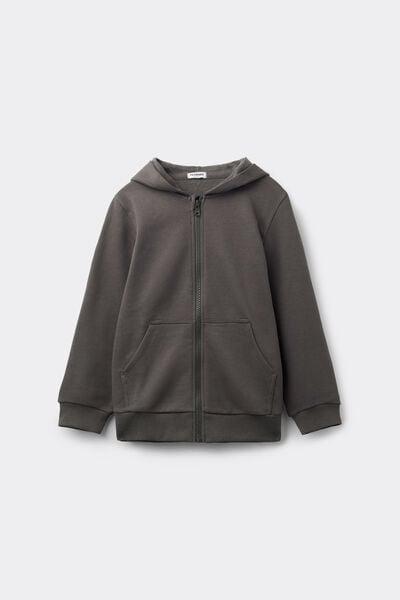Green Zip-Up Cotton Hoodie, Kids Unisex, 5701_057Z, medium