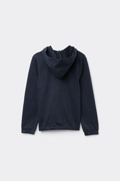 Navy Cotton Sweatshirt, Kids Unisex, Blue, large image number 3