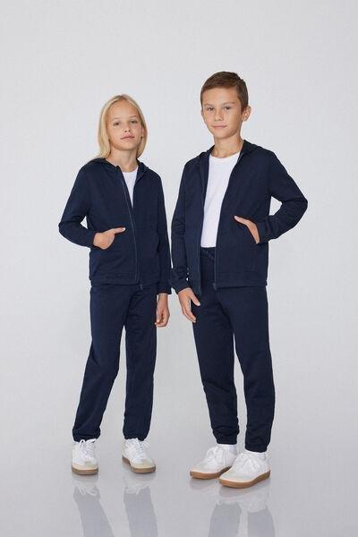 Navy Cotton Sweatshirt, Kids Unisex, Blue, large image number 4