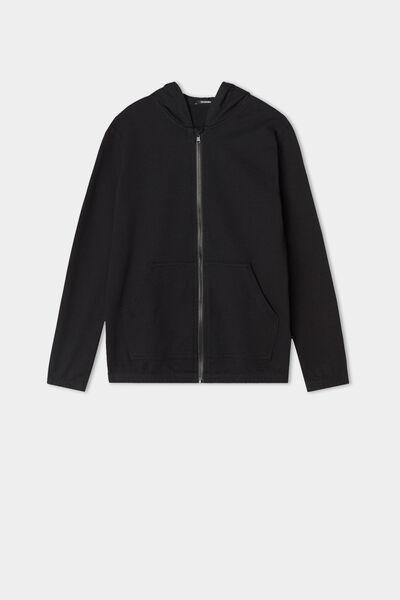 Black Hooded Sweatshirt, Kids Unisex, , large image number 1