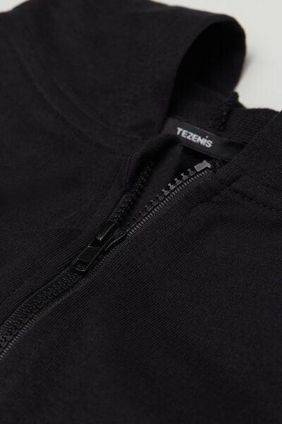 Black Hooded Sweatshirt, Kids Unisex, Black, large image number 2