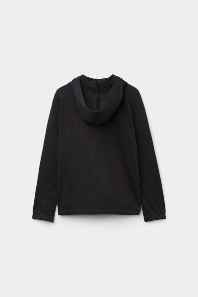 Black Hooded Sweatshirt, Kids Unisex, Black, large image number 3