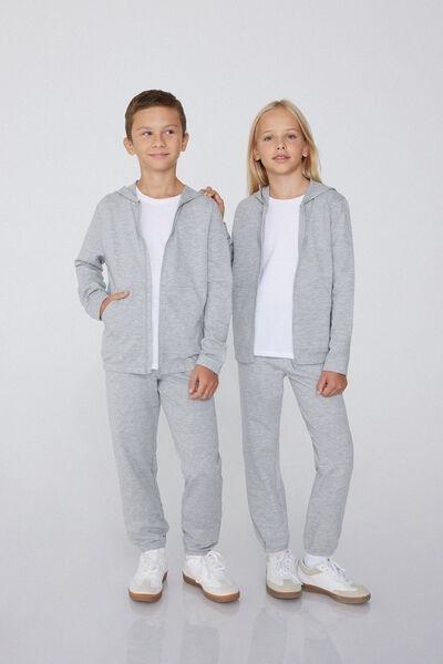 Grey Hooded Sweatshirt, Kids Unisex, , large image number 0