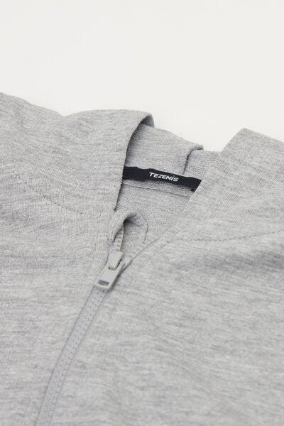 Grey Hooded Sweatshirt, Kids Unisex, Light Grey Blend, medium