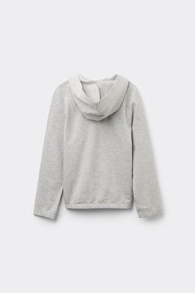 Grey Hooded Sweatshirt, Kids Unisex, Light Grey Blend, large image number 3