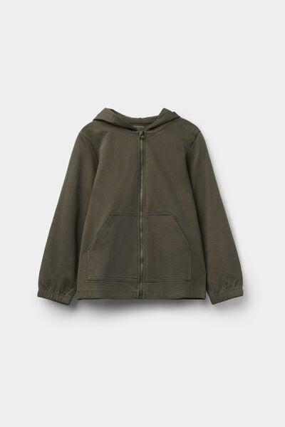 Green Hooded Cotton Sweatshirt, Kids Unisex, 5701_226Z, medium