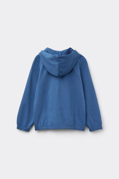 Blue Hooded Cotton Sweatshirt, Kids Unisex, 5701_266Z, large image number 4