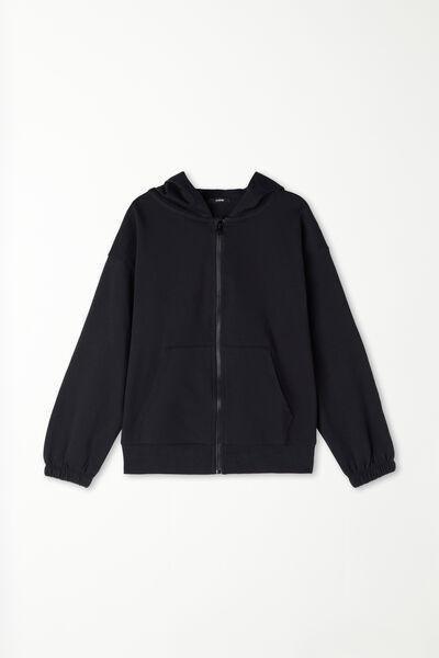 Tezenis - Black Hoodie With Zip, Kids Boys