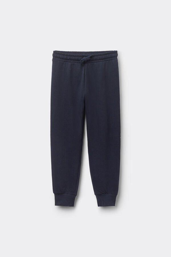 Navy Fleece Trousers Long, Kids Unisex, , large image number 1