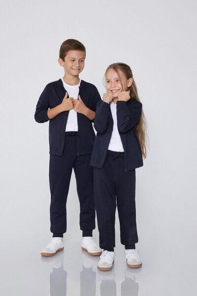 Navy Fleece Trousers Long, Kids Unisex, , large image number 2