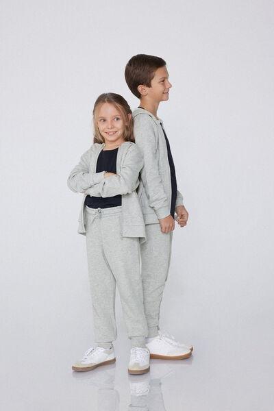 Grey Fleece Sweatpants Trousers, Kids Unisex, , medium