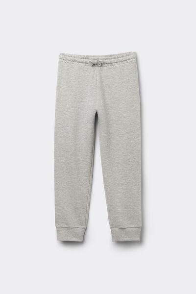 Grey Fleece Sweatpants Trousers, Kids Unisex, , large image number 1