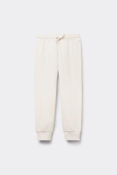 Cream Fleece Trousers Regular, Kids Unisex, , large image number 1