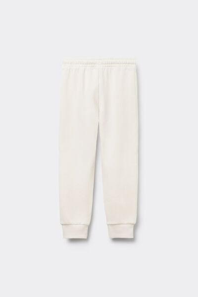 Cream Fleece Trousers, Kids Unisex, Milk White, large image number 3