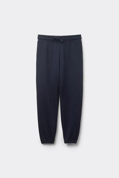 Navy Fleece Sweatpants Long, Kids Unisex, , large image number 1