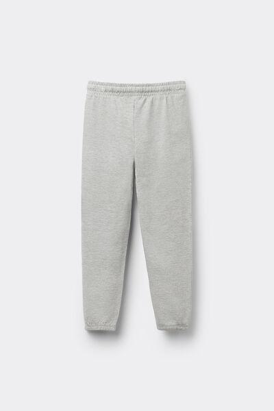Grey Fleece Sweatpants, Kids Unisex, Light Grey Blend, large image number 3