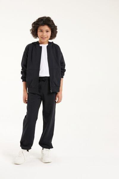 Tezenis - Black Basic Fleece Joggers, Kids Boys