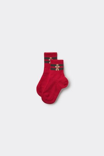 Red Short Sports Socks, Kids Unisex, 5701_758Z, medium