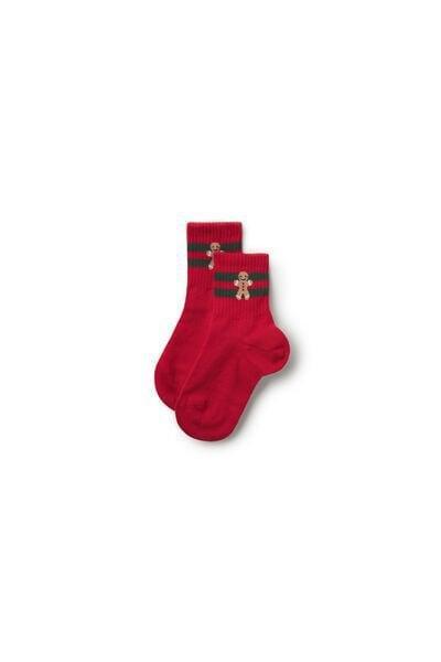 Red Short Sports Socks, Kids Unisex, 5701_758Z, large image number 1
