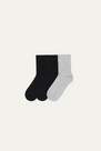 Tezenis - Grey Fleece/Black 5 X Lightweight Short Cotton Socks, Kids Unisex