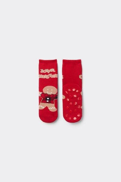 Red Non-Slip Socks, Kids Unisex, , large image number 0