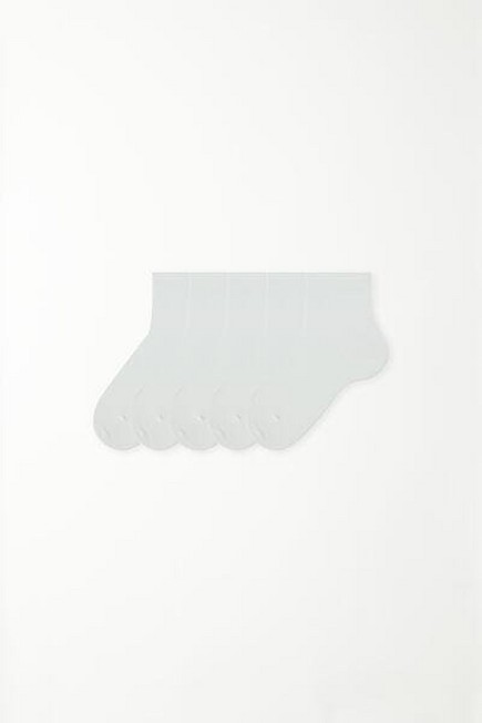 Tezenis - جوارب قطنية قصيرة بيضاء دا�?ئة 5 × ، أط�?ال للجنسين