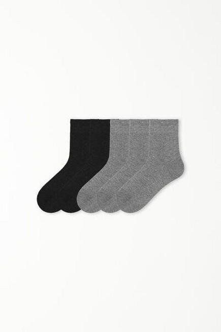 Tezenis - مزيج رمادي / أسود 5 × جوارب قطنية قصيرة دافئة ، أطفال للجنسين