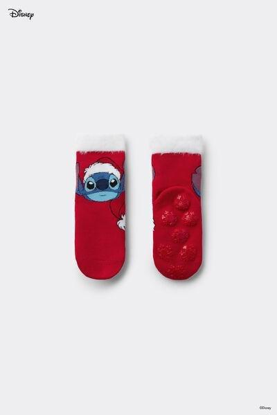 Red Disney Stitch Non-Slip Cotton Socks, Kids Unisex, 5701_140Z, large image number 0