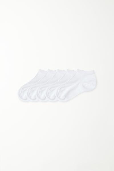 White Trainer Socks, Set Of 5, Kids Unisex, , large image number 0