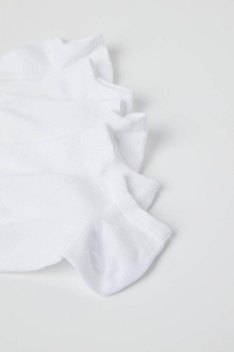 White Trainer Socks, Set Of 5, Kids Unisex, , large image number 1