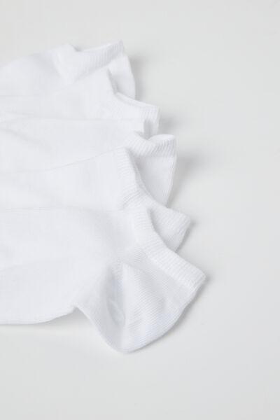 White Trainer Socks, Set Of 5, Kids Unisex, White, large image number 4