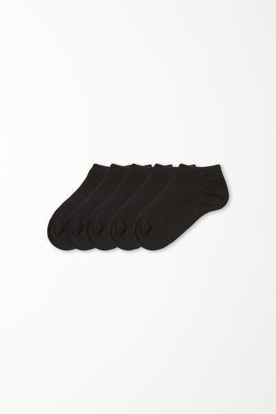 Tezenis - Black Cotton Trainer Socks, Set Of 5,Unisex Kids