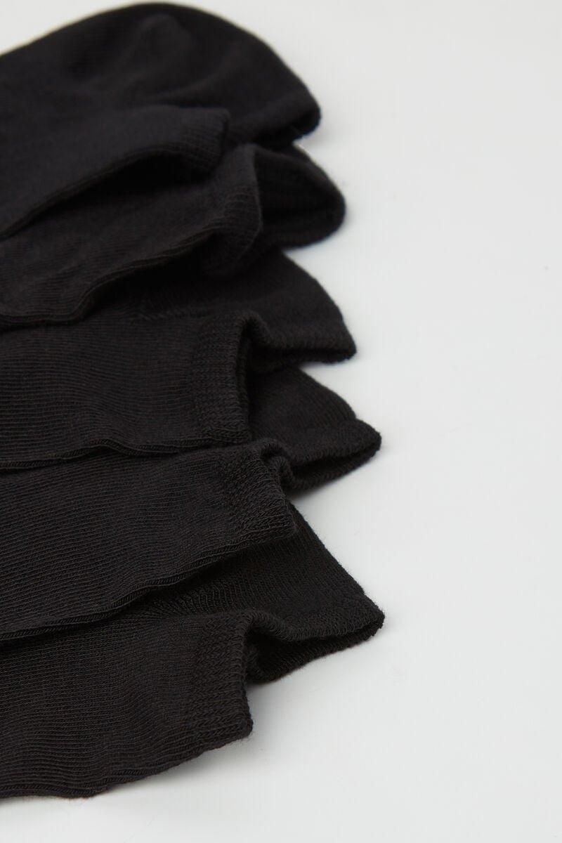 Black Trainer Socks, Set Of 5,Kids Unisex, , large image number 1