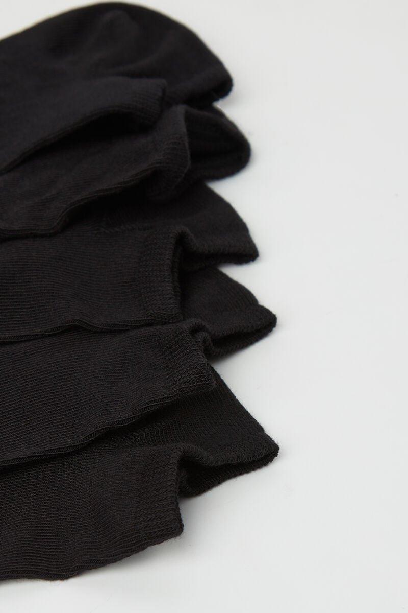 Tezenis - Black Cotton Trainer Socks, Set Of 5,Unisex Kids