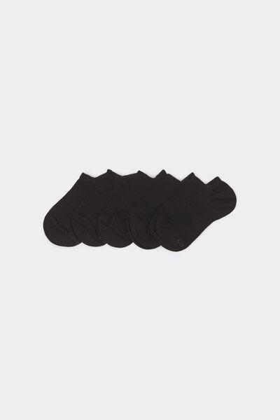 Black Trainer Socks, Set Of 5,Kids Unisex, Black, large image number 2