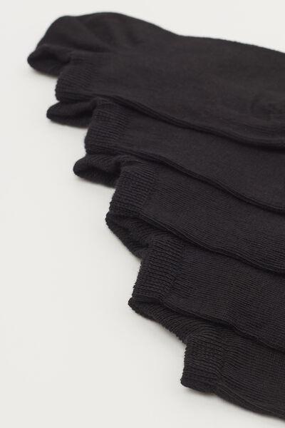 Black Trainer Socks, Set Of 5,Kids Unisex, Black, large image number 3